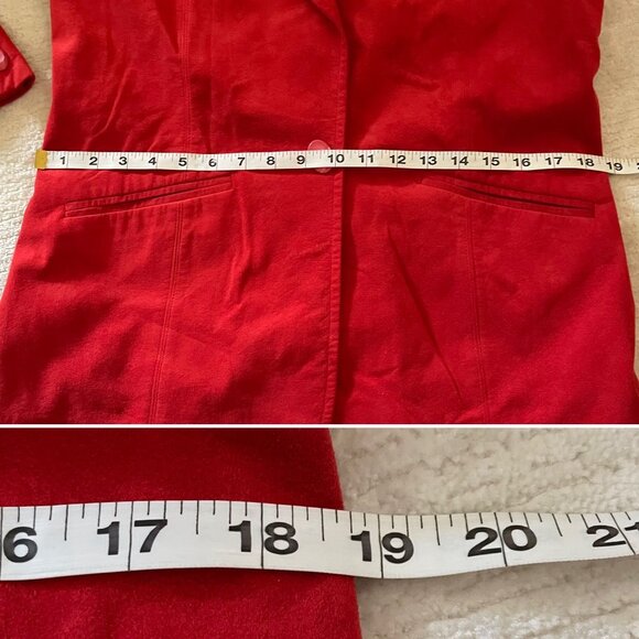 Vintage Lilli Ann Red Womens Ultrasuede Blazer Size 10 Notched Lapel - Picture 10 of 16